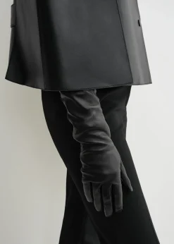 Long leather gloves black