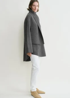 Long scarf knit dark grey melange
