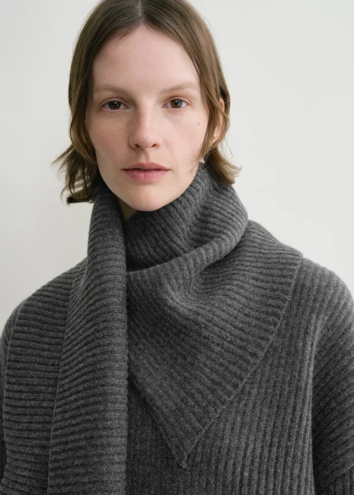 Long scarf knit dark grey melange