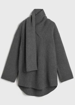 Long scarf knit dark grey melange