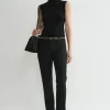 Low-waist cigarette trousers black
