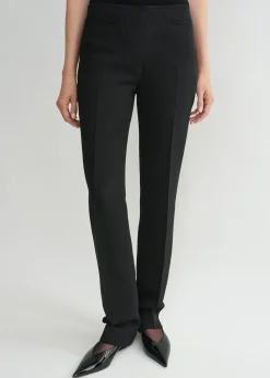 Low-waist cigarette trousers black