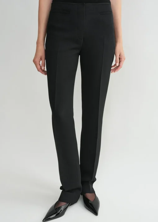 Low-waist cigarette trousers black