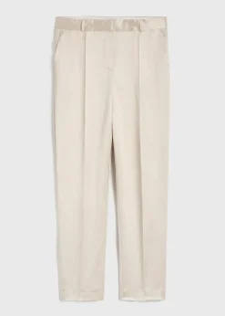 Low-waist satin trousers ecru
