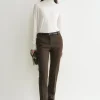 Low-waist slim trousers bark