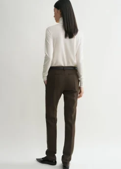 Low-waist slim trousers bark