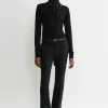 Low-waist slim trousers black