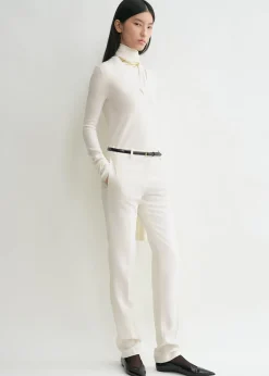 Low-waist slim trousers ecru