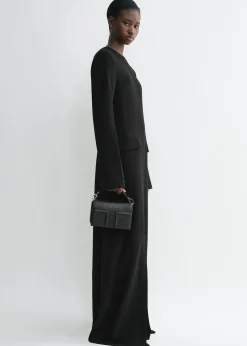 Mini T-Flap lizard-embossed bag black