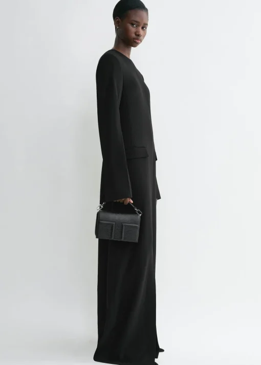 Mini T-Flap lizard-embossed bag black