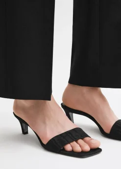 Moiré mule sandals black