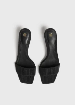 Moiré mule sandals black