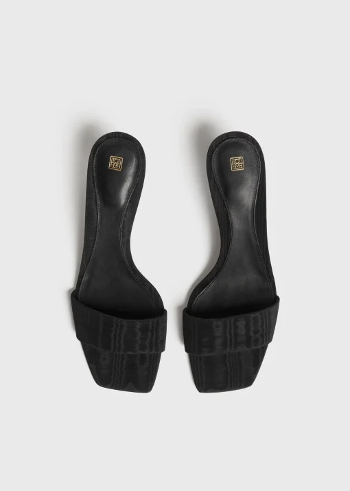 Moiré mule sandals black