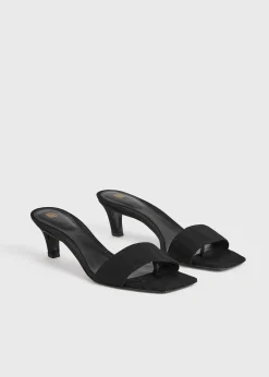 Moiré mule sandals black