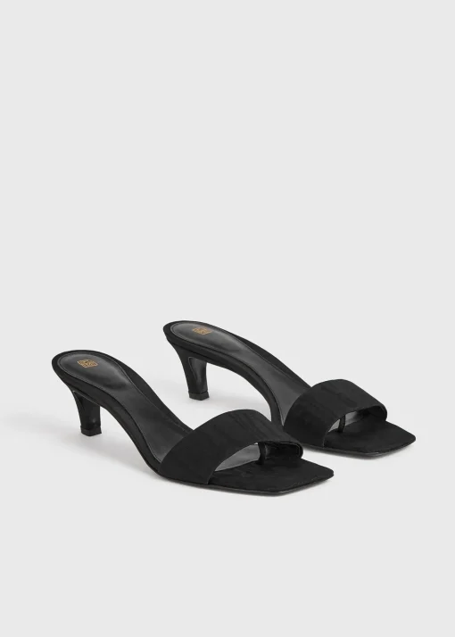 Moiré mule sandals black