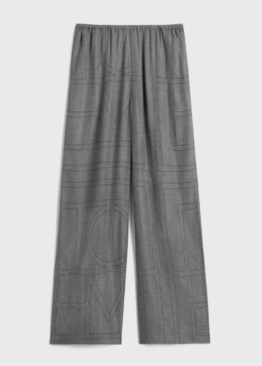 Monogram flannel pj bottoms smoke melange