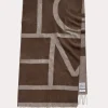 Monogram jacquard wool scarf dark beige