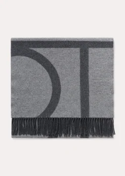 Monogram jacquard wool scarf dark grey mélange