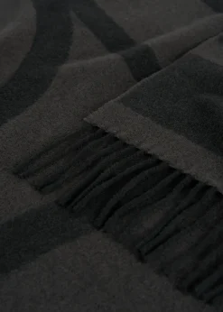Monogram jacquard wool scarf charcoal mélange