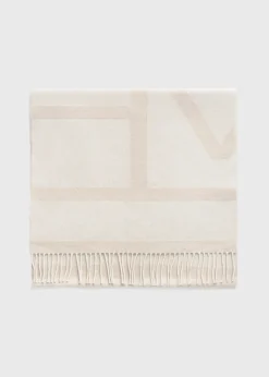Monogram jacquard wool scarf eggnog