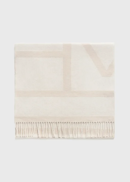Monogram jacquard wool scarf eggnog