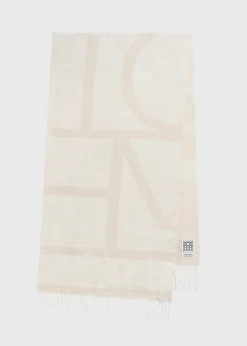 Monogram jacquard wool scarf eggnog