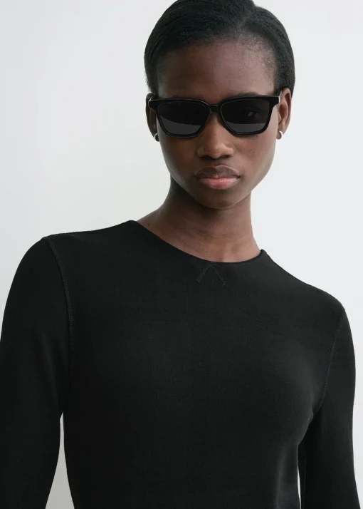 Monogram knit top black