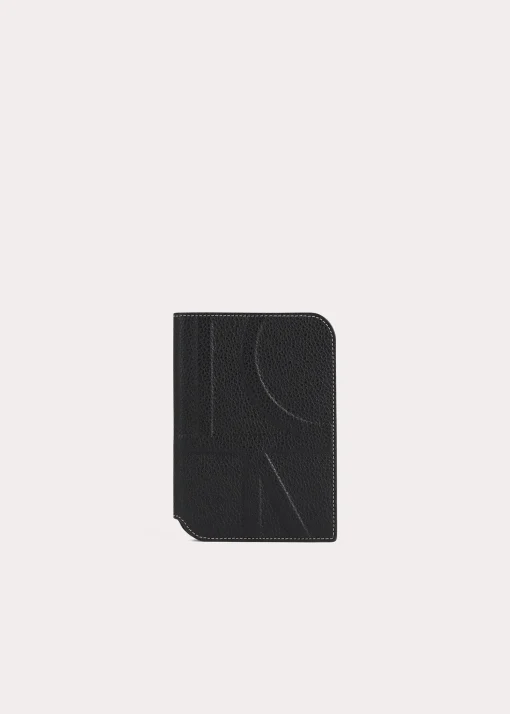 Monogram leather passport holder black grain