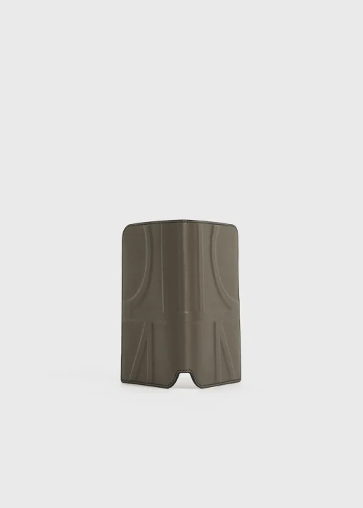 Monogram leather passport holder ash