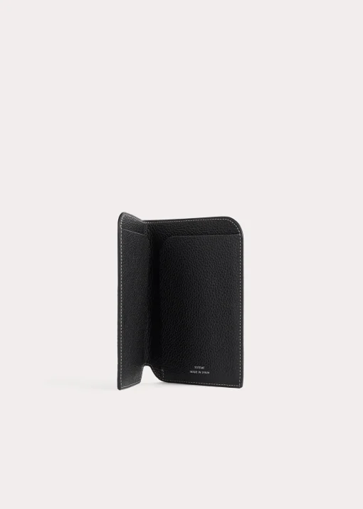 Monogram leather passport holder black grain