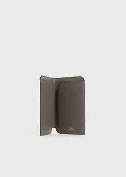 Monogram leather passport holder ash