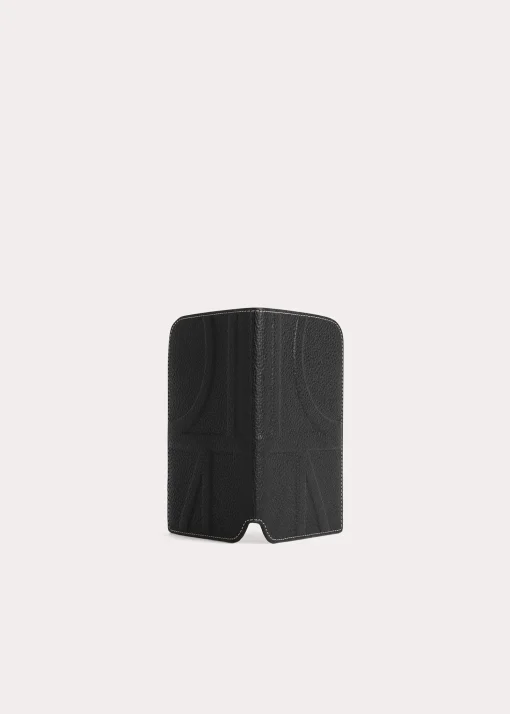 Monogram leather passport holder black grain