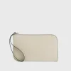 Monogram leather wristlet pouch fawn
