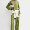 Monogram silk pj bottoms laurel