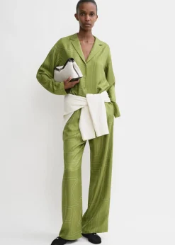 Monogram silk pj bottoms laurel