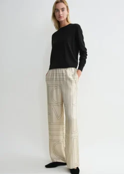 Monogram silk pj bottoms ivory