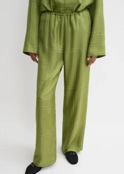 Monogram silk pj bottoms laurel