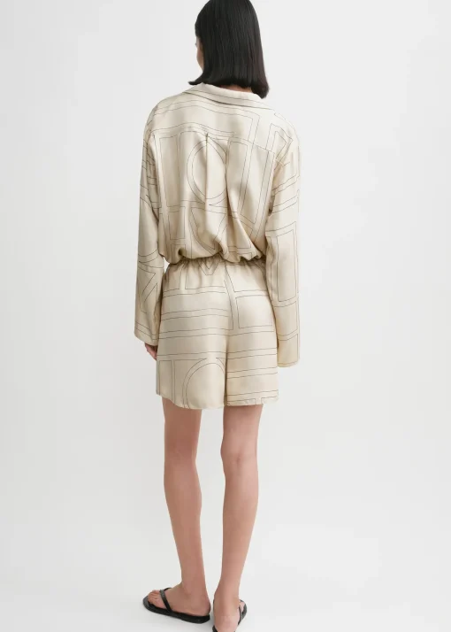 Monogram silk pj shorts ivory