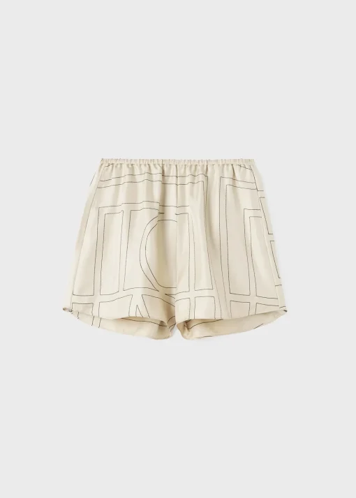 Monogram silk pj shorts ivory