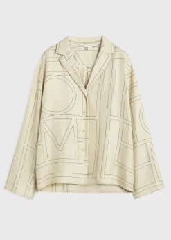 Monogram silk pj top ivory