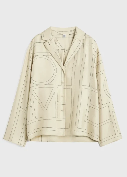 Monogram silk pj top ivory