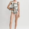 Monogram swimsuit tofu
