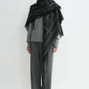 Monogram wool cashmere scarf dark grey