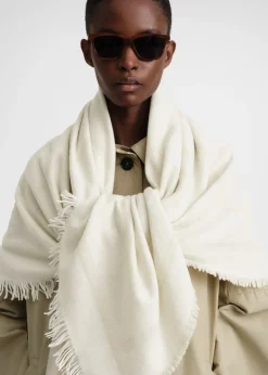 Monogram wool cashmere scarf macadamia