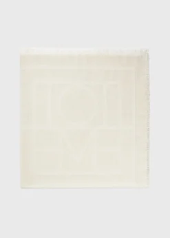 Monogram wool cashmere scarf macadamia