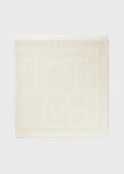 Monogram wool cashmere scarf macadamia