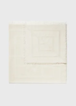 Monogram wool cashmere scarf macadamia