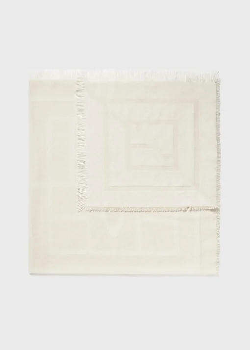 Monogram wool cashmere scarf macadamia