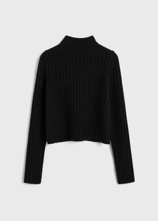 Petite chunky rib knit black