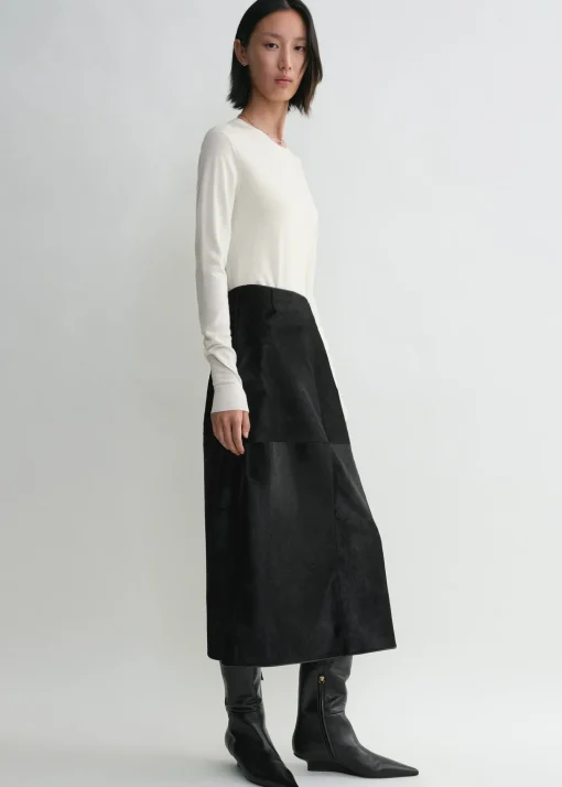 Pony hair skirt black
